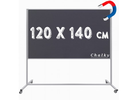 Chalky Mobil Tekerlekli Tek Taraflı Manyetik Kara Tahta 120x140 cm